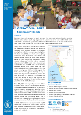 2018 - Operational Brief - Southeast Myanmar | World Food Programme