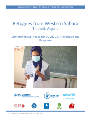 Comprehensive Needs For Covid 19 Prevention And Response Refugees From Western Sahara Tindouf Algeria World Food Programme