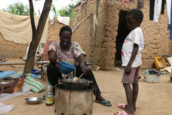 a woman is cooking