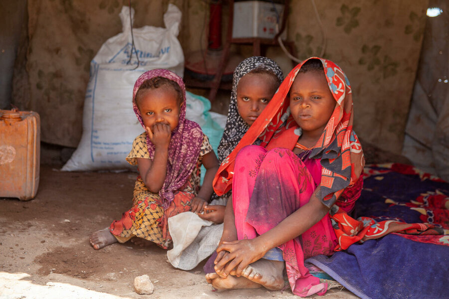 Children at a camp for internally displaced people in Mokha, Yemen, in March 2021