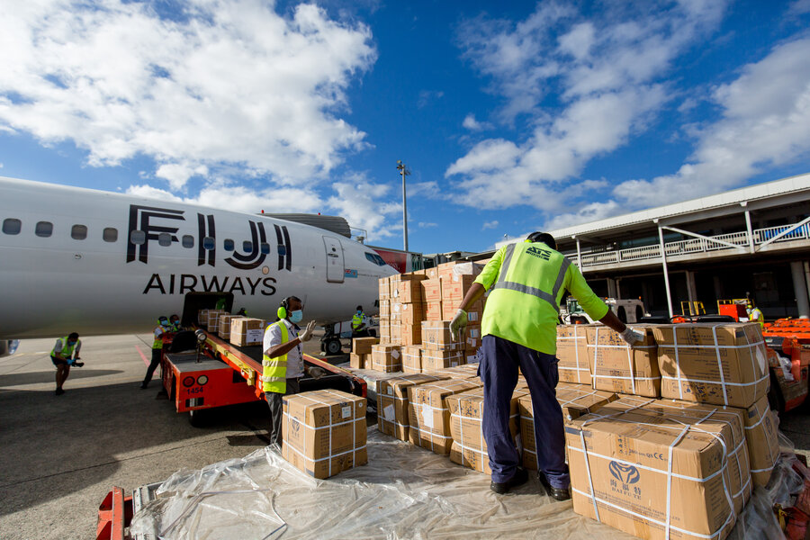 Man checking cargo