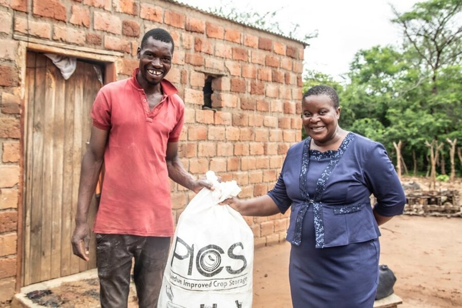 Ederby has worked with WFP to provide PICS bags to over 13,000 smallholder farmers. Photo: WFP/Catherine Zulu.