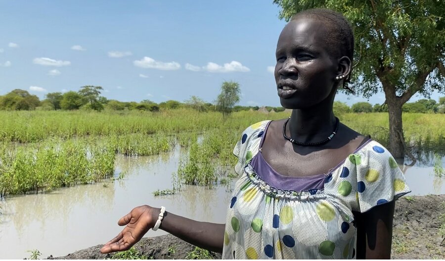 This water is too much, we tried our best, but the water is defeating us," says Nyaloka Puok. Photo: WFP/Marwa Awad