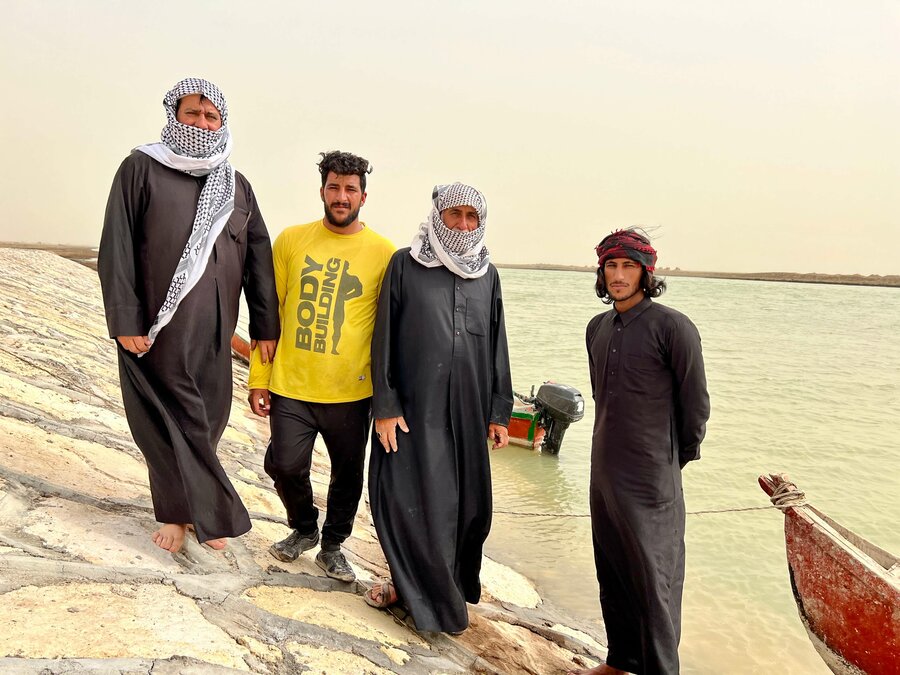 Hakim, his brother and two sons Hasan and Falah are all fishers. Photo: WFP/Edmond Khoury