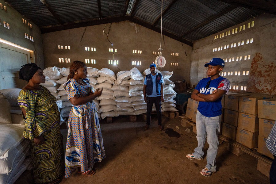 Tanganyika, DRC. Innoss'B witness first hand how the WFP supports the community with food, like rice, oil and beans, as well as the school garden to make sure the students get a hot nutritious meal every day.