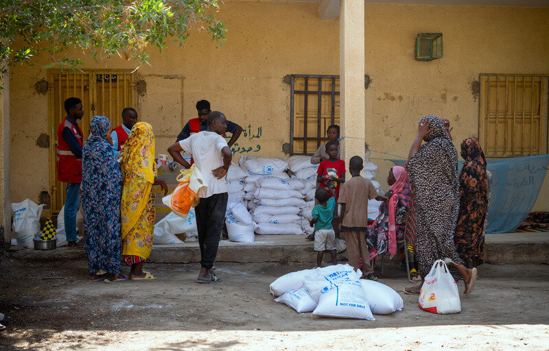 A distribution at a school in Port Sudan