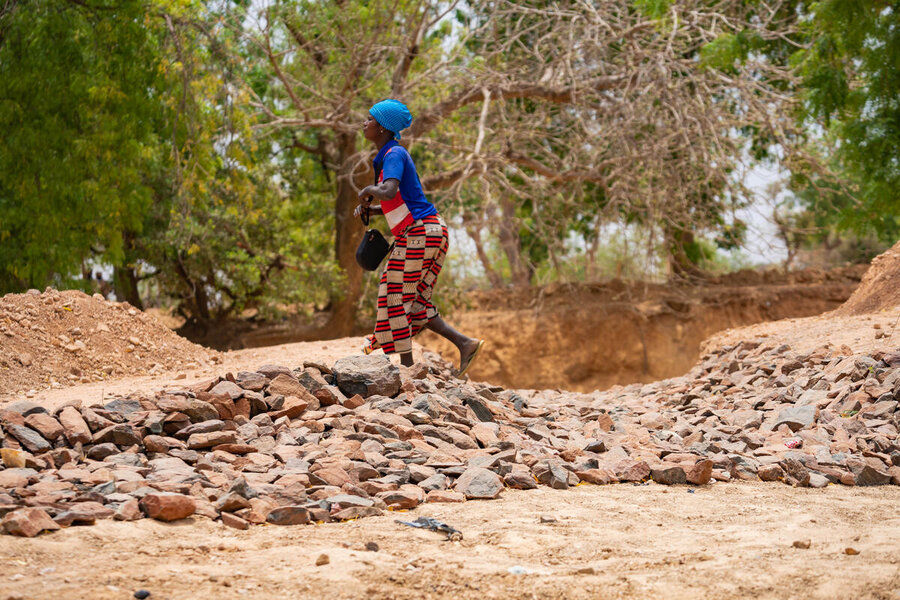 In Burkina Faso's rain-scarce Plateau Central region, another WFP-supported resilience project is building artificial retention basins to collect runoff rainwater. Photo: WFP/Desire Joseph Ouedraogo