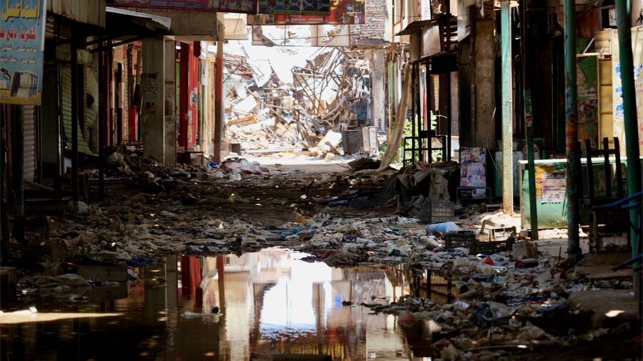 Khartoum's war-destroyed Omdurman market, once a vital economic and social hub. Photo: WFP/Jonathan Dumont