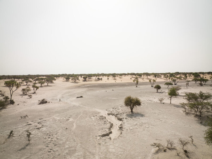 aerial shot of deserted landscape in Chad