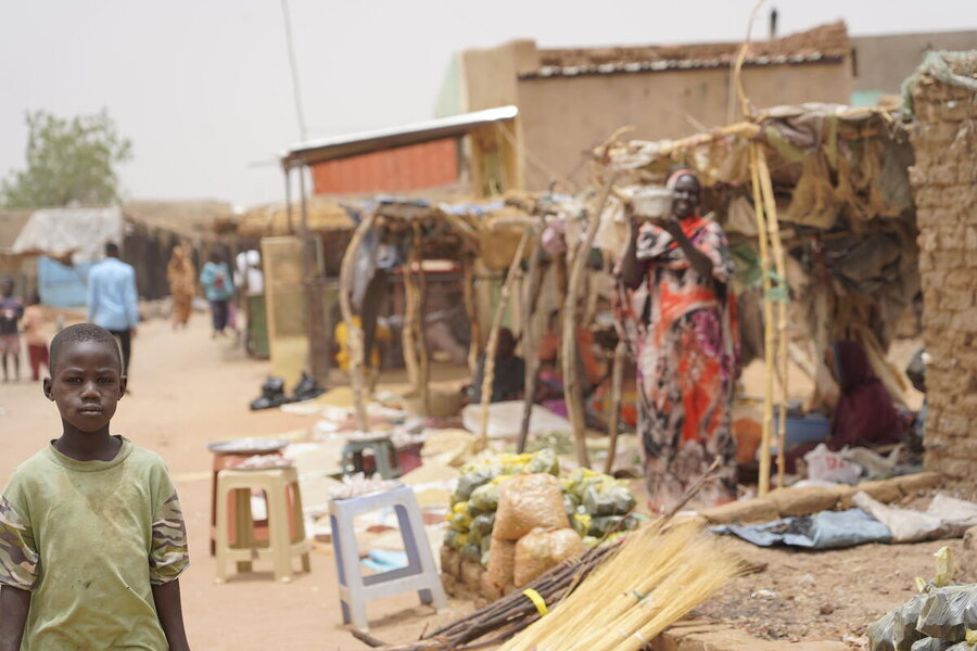 A boy in a camp for displaced people in Sudan