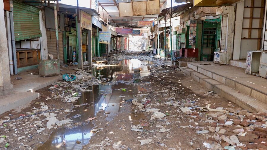 The destroyed carcass of Khartoum's iconic Omdurman market. Photo: WFP/Jonathan Dumont