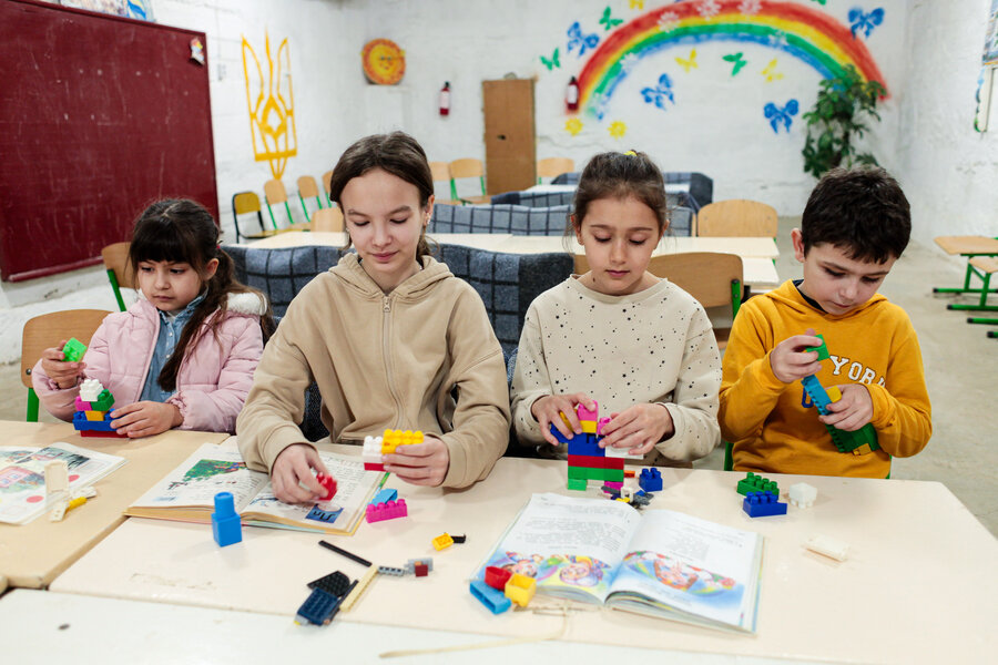 Since the war broke out in Ukraine in 2022, studying in bomb shelters or remotely has become the new normal for students like these in Odessa. Photo: WFP/Serge Poliakov