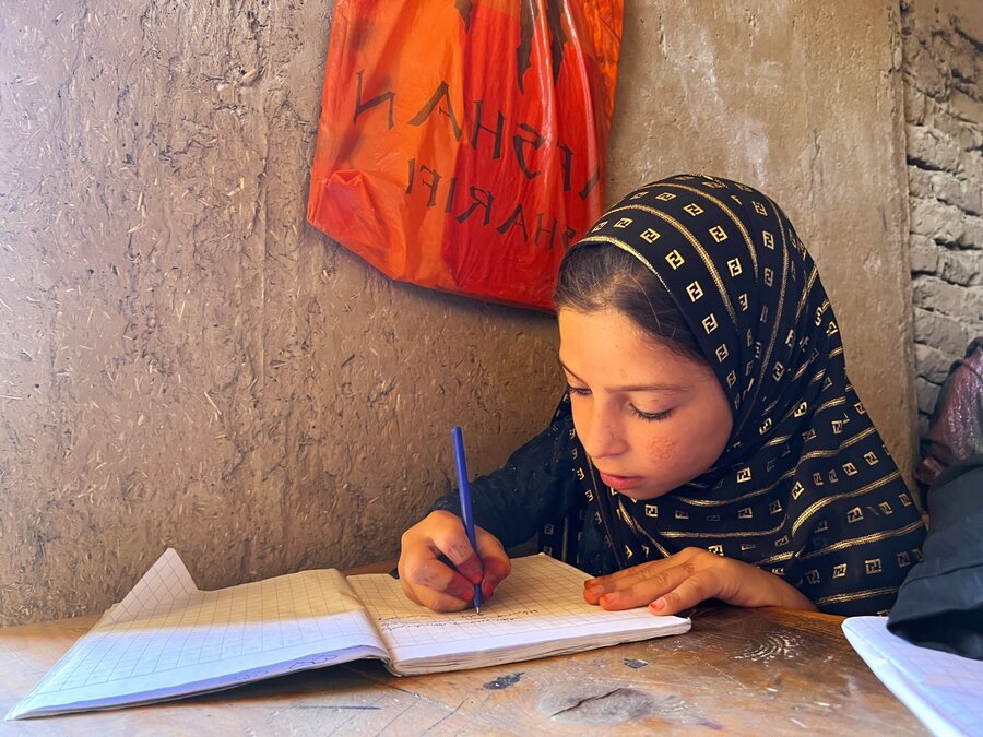 A young girl studies at an Afghan primary school. Bibi Sharifa hopes her girls will get the education she missed. Photo: WFP/Rana Deraz