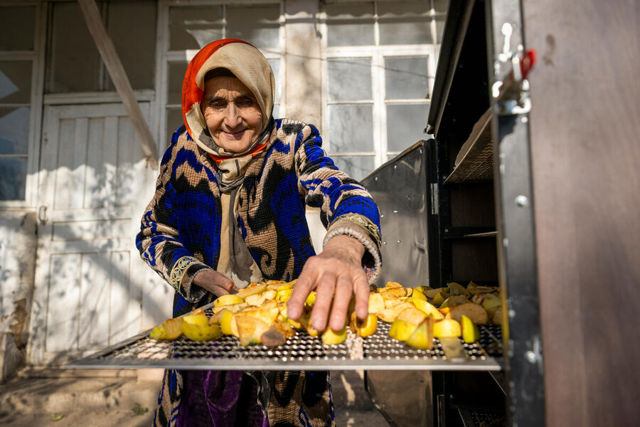 A WFP-provided dryer allows Solihova to preserve and store her vegetables. Photo: WFP/Giulio d'Adamo