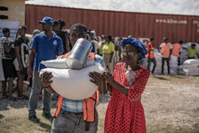 WFP/Tanya Birkbeck. WFP has completed a distribution which reached 50,000 people in Croix-des-Bouquets, a neighbourhood north of the capital which has been cut off from humanitarian assistance for years due to violence related to armed groups, Haiti, Port-au-Prince,