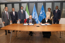 Photo: WFP/Rein Skullerud. The signing ceremony, held in Rome at WFP’s headquarters attended by senior representatives from both organizations