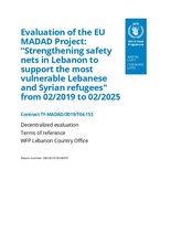 Evaluation of the EU MADAD Project: “Strengthening safety nets in Lebanon to support the most vulnerable Lebanese and Syrian refugees"